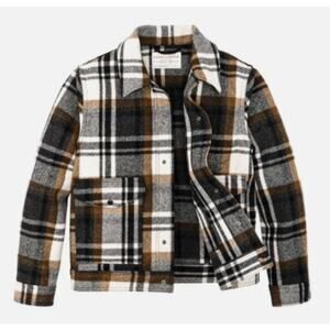 Filson Mackinaw Wool Work Jacket Blue Coal Copper Heather Plaid Medium